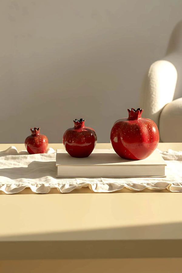 3-teiliges Deko-Set mit glänzendem Granatapfelmotiv