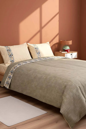 Folkart Beige Doppelbettwäsche-Set mit Muster aus 100% Baumwolle - 4-teilig
