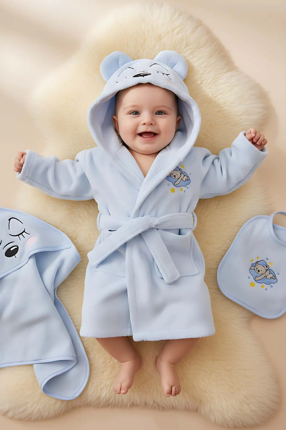 Babybadeset „Bär Blau“ aus 100 % Baumwolle