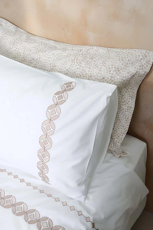 Majestätisches beiges Doppelbett-Bettwäscheset aus 100 % Baumwolle – 6-teiliges Brautset