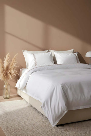 Majestätisches beiges Doppelbett-Bettwäscheset aus 100 % Baumwolle – 6-teiliges Brautset
