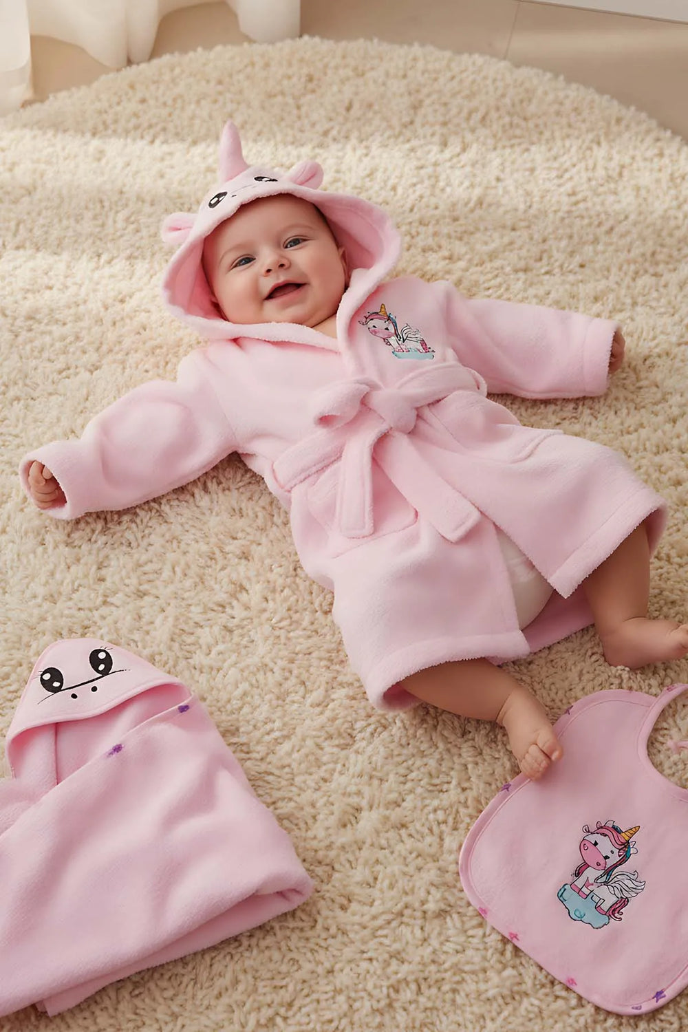 Babybadeset „Einhorn Rosa“ aus 100 % Baumwolle