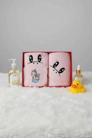 Babybadeset „Einhorn Rosa“ aus 100 % Baumwolle