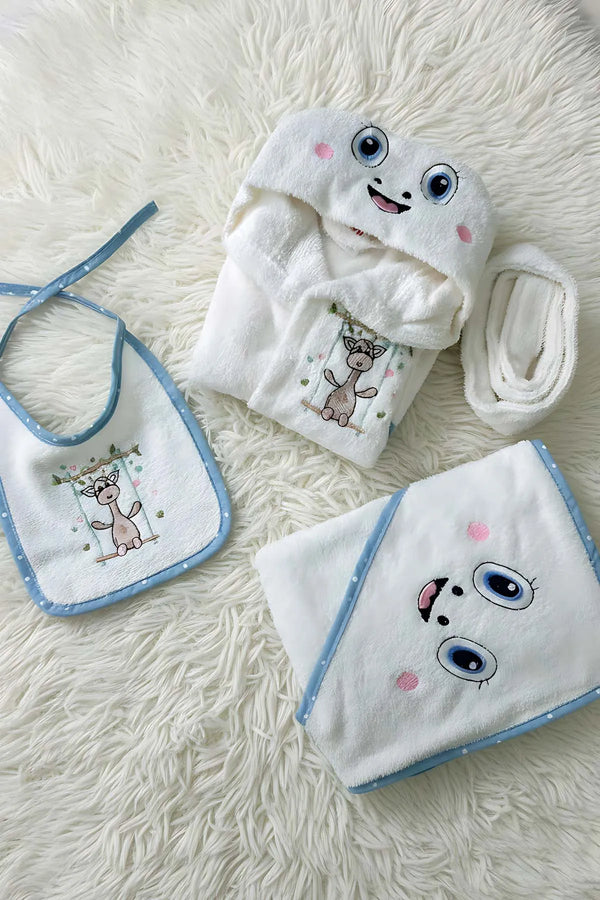 Babybadeset Giraffe Creme aus 100 % Baumwolle