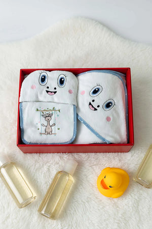 Babybadeset Giraffe Creme aus 100 % Baumwolle
