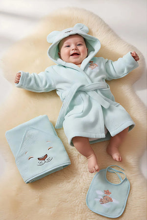 Aslan Mint Baby-Badeset aus 100 % Baumwolle