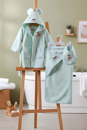 Aslan Mint Baby-Badeset aus 100 % Baumwolle