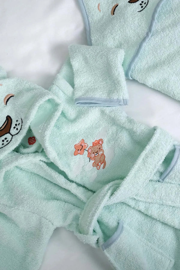 Aslan Mint Baby-Badeset aus 100 % Baumwolle