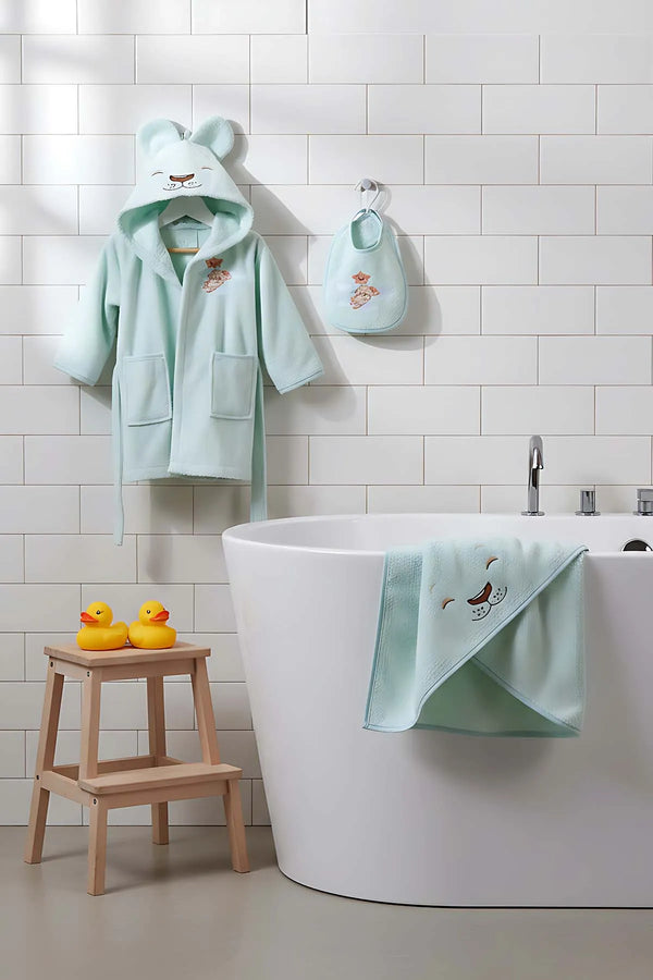 Aslan Mint Baby-Badeset aus 100 % Baumwolle