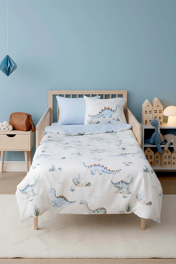 Dinoro Blue Babybettwäsche-Set aus 100 % Baumwolle – 4-teilig