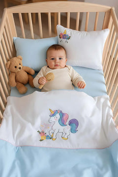 Dolly Mint Punch besticktes Babybettwäsche-Set aus 100 % Baumwolle