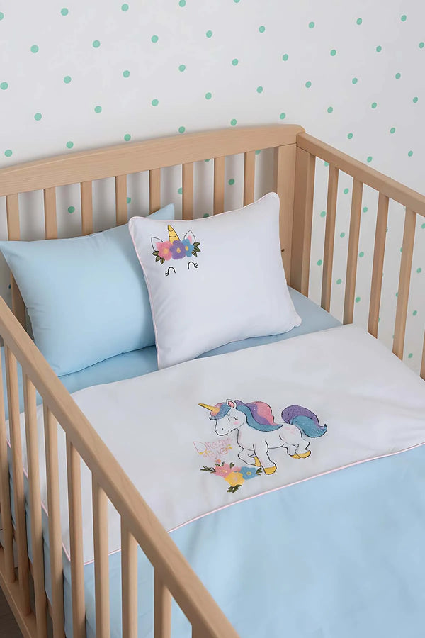 Dolly Mint Punch besticktes Babybettwäsche-Set aus 100 % Baumwolle