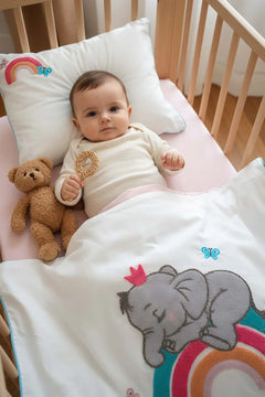 Lucky Pink Punch besticktes Babybettwäsche-Set aus 100 % Baumwolle