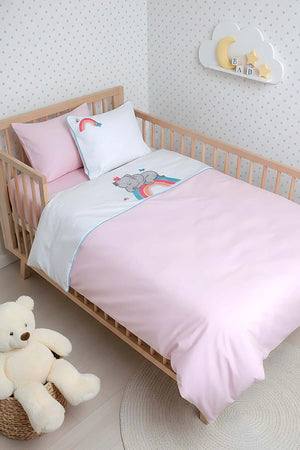 Lucky Pink Punch besticktes Babybettwäsche-Set aus 100 % Baumwolle