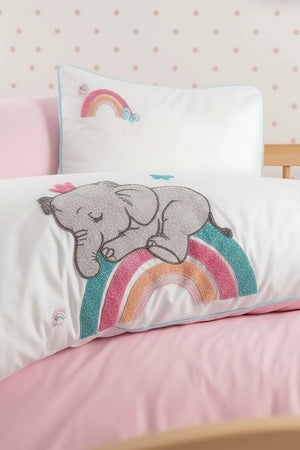 Lucky Pink Punch besticktes Babybettwäsche-Set aus 100 % Baumwolle