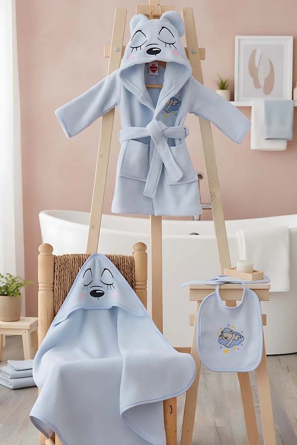 Babybadeset „Bär Blau“ aus 100 % Baumwolle