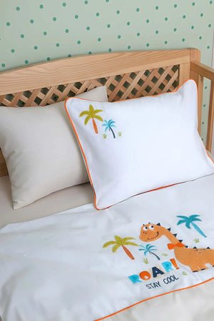 Kiddo Cream Punch besticktes Babybettwäsche-Set aus 100 % Baumwolle