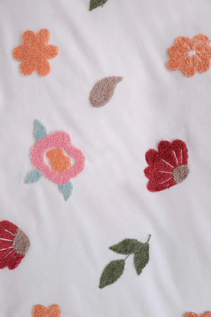 Bettwäsche-Set „Puff Embroidered Blossom Salmon“ aus 100 % Baumwolle, 6-teilig, ideal für Hochzeiten