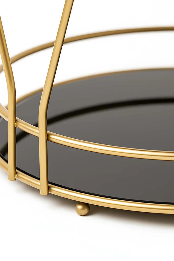 Goldener, zweistöckiger Organizer für Parfüm, Schmuck und Kosmetik