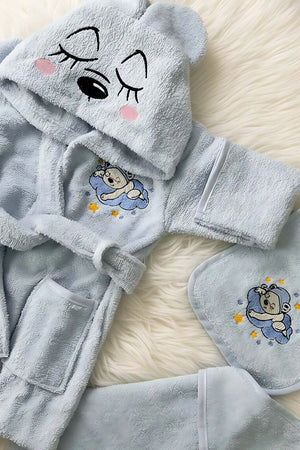 Babybadeset „Bär Blau“ aus 100 % Baumwolle