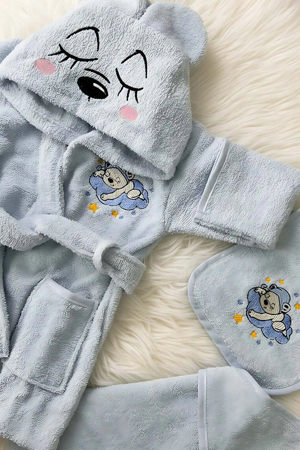Babybadeset „Bär Blau“ aus 100 % Baumwolle