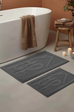 2-teiliges Bad- und WC-Matten-Set aus geprägter Baumwolle
