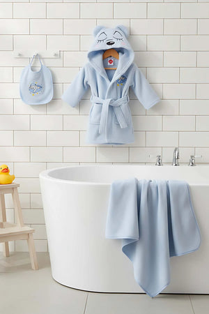 Babybadeset „Bär Blau“ aus 100 % Baumwolle