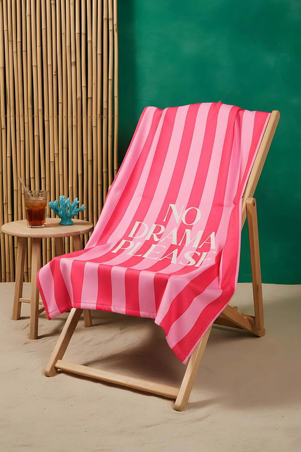 „No Drama Please“ gestreiftes Strandtuch 70 x 150 cm