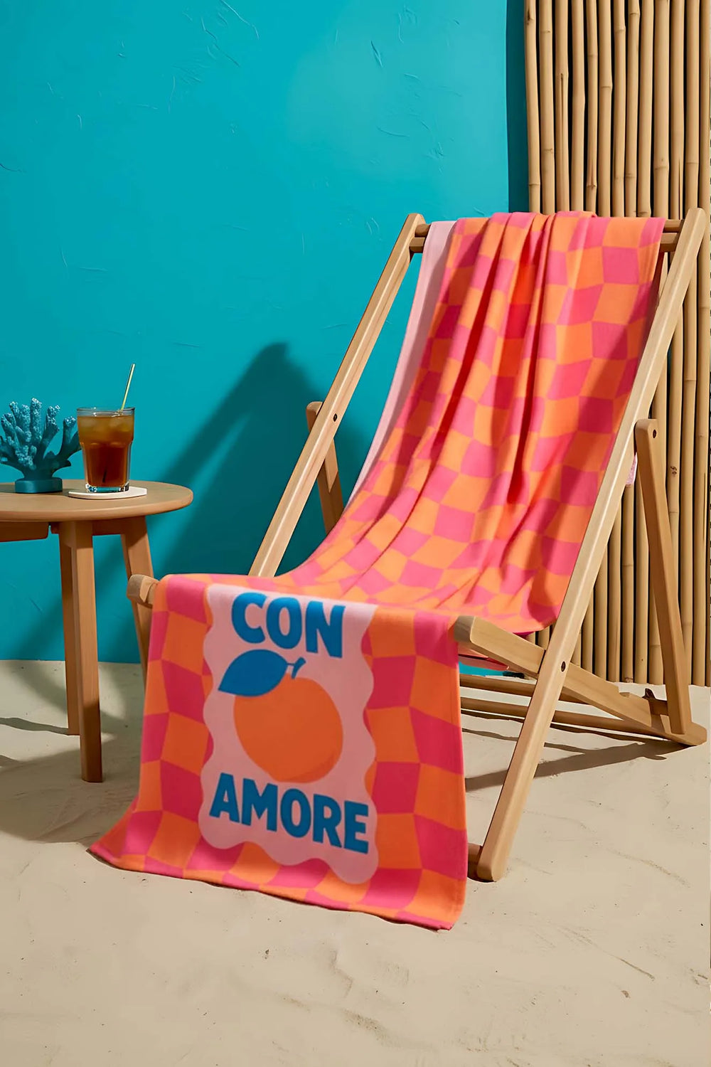 Con Amore kariertes Strandtuch 70x150 cm