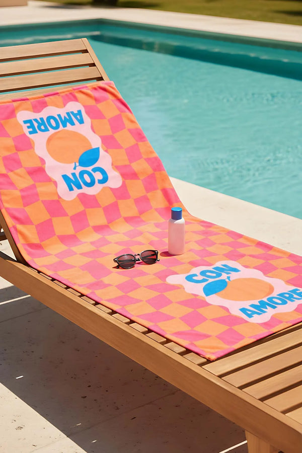Con Amore kariertes Strandtuch 70x150 cm