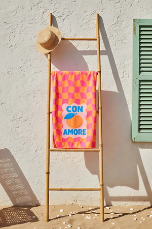 Con Amore kariertes Strandtuch 70x150 cm