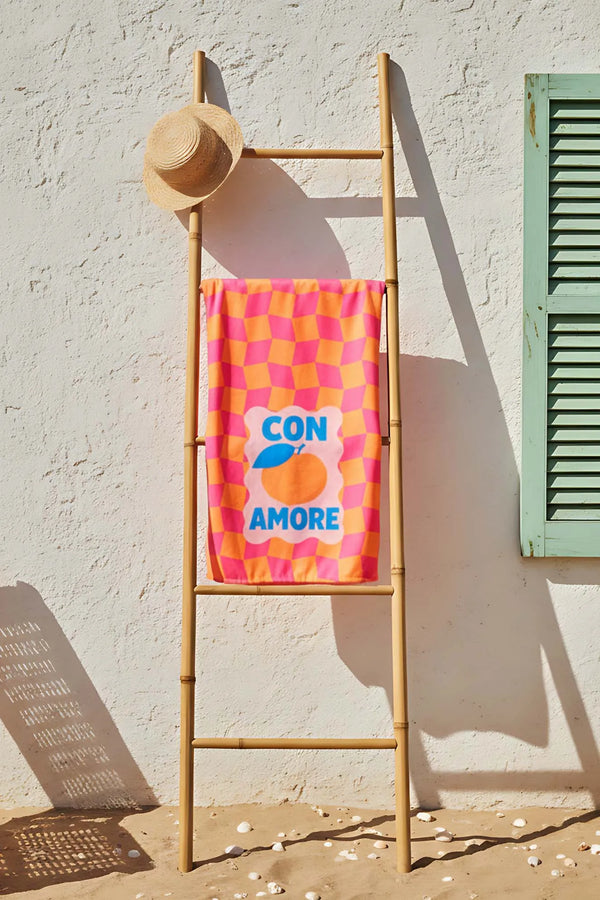 Con Amore kariertes Strandtuch 70x150 cm