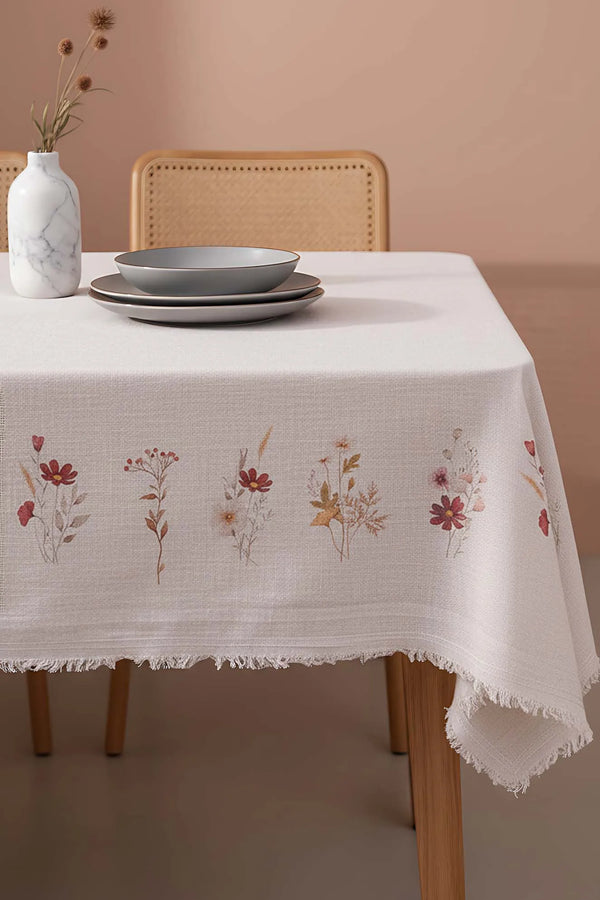 Tischdecke mit Blumenmuster aus 100 % Baumwolle, 140 x 200 cm