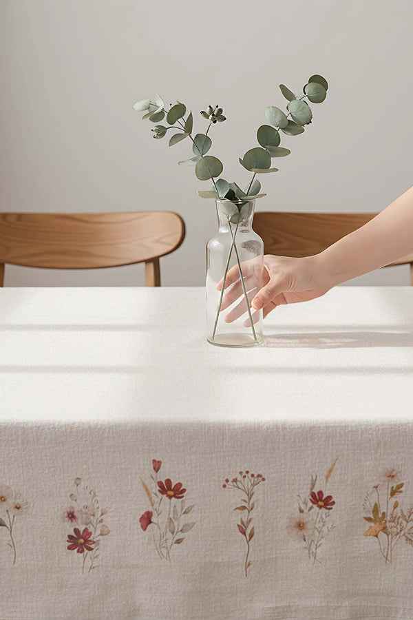 Tischdecke mit Blumenmuster aus 100 % Baumwolle, 140 x 200 cm