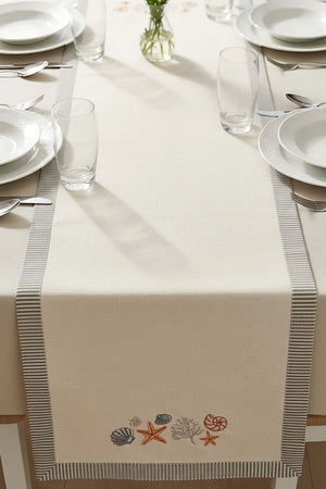 Marine bestickter Tischläufer 50x130 cm