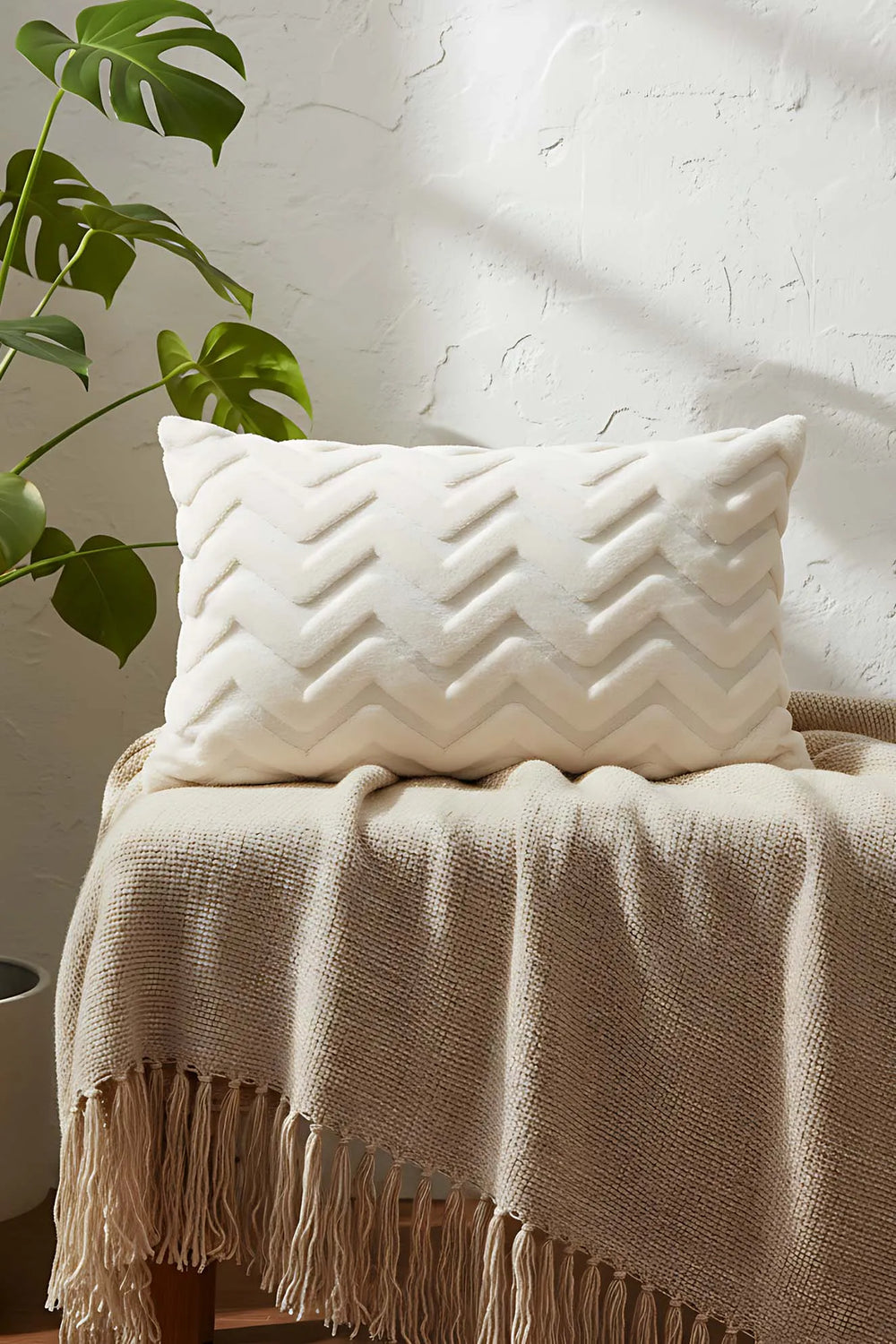 Dekorativer Kissenbezug im Bohemian Custom Design mit rechteckigem Zickzackmuster