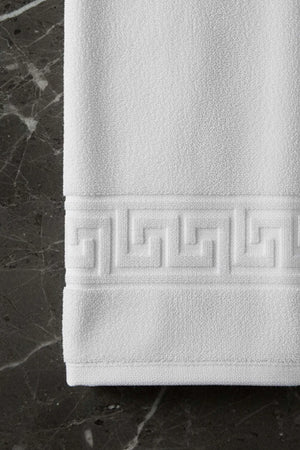 Weißes griechisches 6-teiliges Handtuchset aus 100 % Baumwolle, 50 x 90 cm