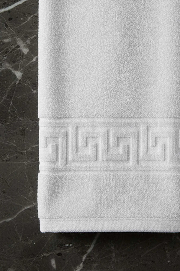 Weißes griechisches 6-teiliges Handtuchset aus 100 % Baumwolle, 50 x 90 cm
