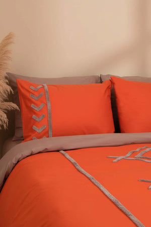 Puff-besticktes Liya Doppelbettwäsche-Set aus 100 % Baumwolle – 6-teiliges Brautset