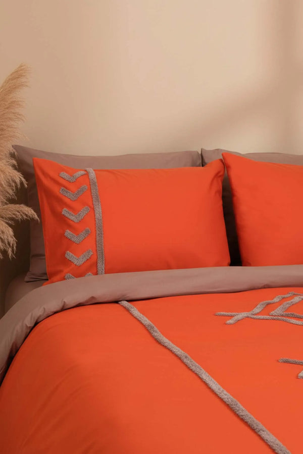 Puff-besticktes Liya Doppelbettwäsche-Set aus 100 % Baumwolle – 6-teiliges Brautset