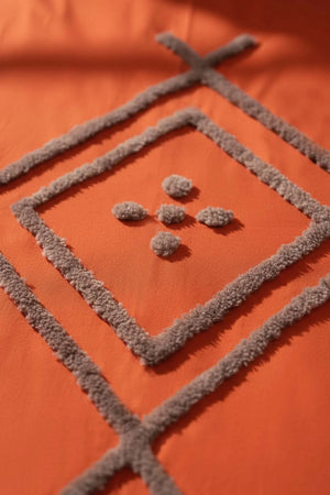 Puff-besticktes Liya Doppelbettwäsche-Set aus 100 % Baumwolle – 6-teiliges Brautset