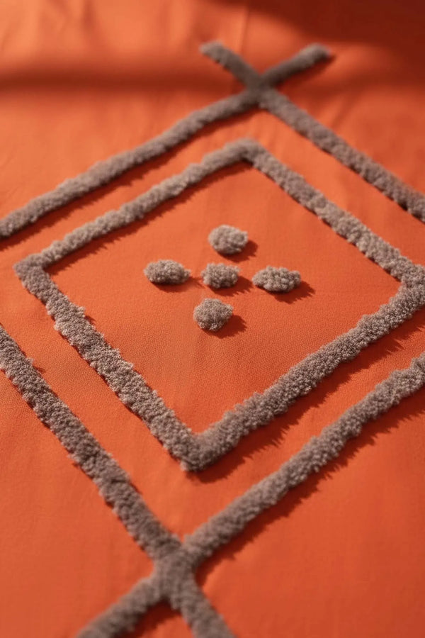 Puff-besticktes Liya Doppelbettwäsche-Set aus 100 % Baumwolle – 6-teiliges Brautset