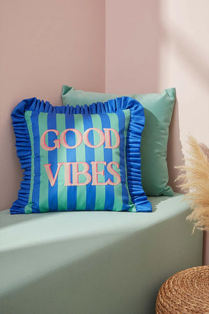 Bestickter Dekokissenbezug „Good Vibes“