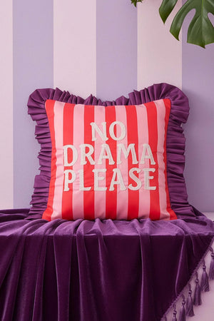 „No Drama Please“ bestickter Dekokissenbezug