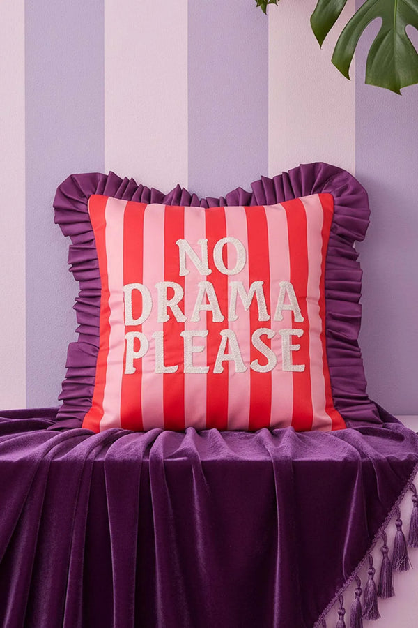 „No Drama Please“ bestickter Dekokissenbezug
