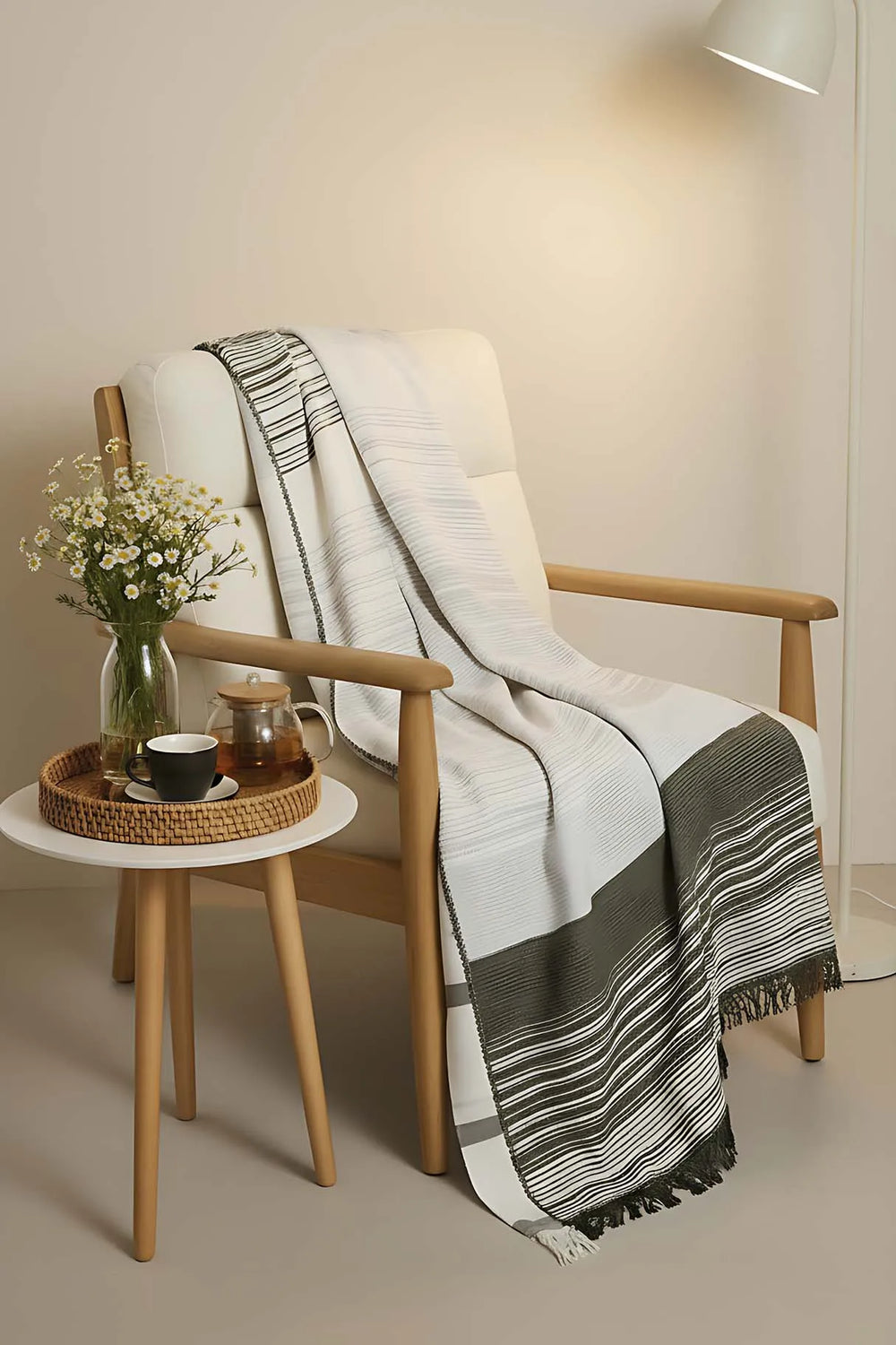 Veloura Khaki Einzeldecke - TV-Decke 130x170 cm