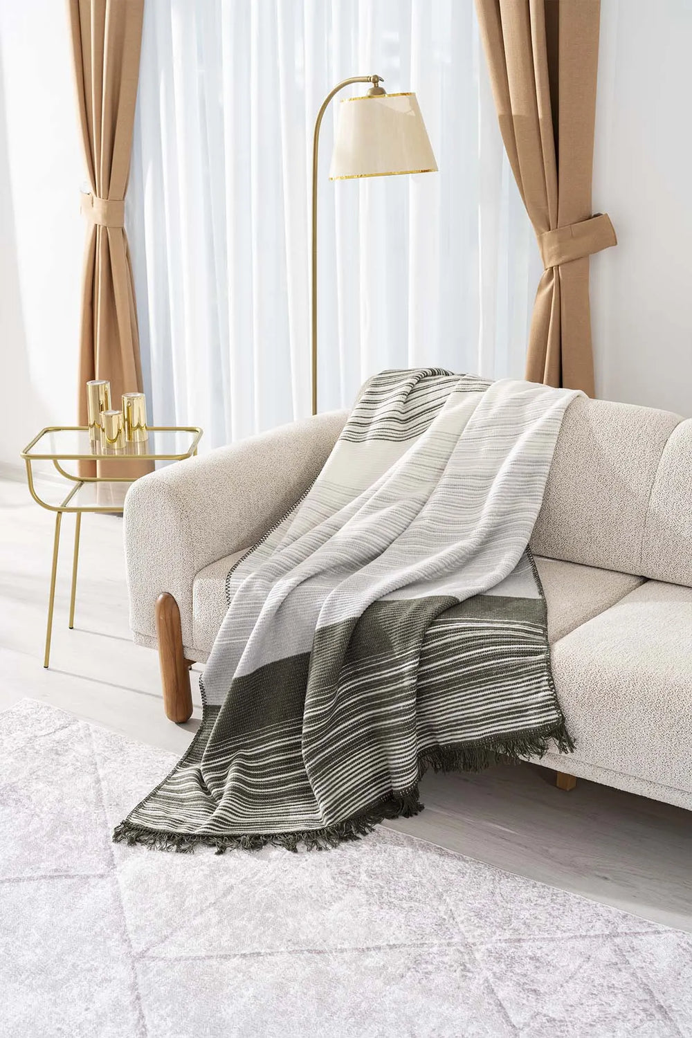Veloura Khaki Einzeldecke - TV-Decke 130x170 cm
