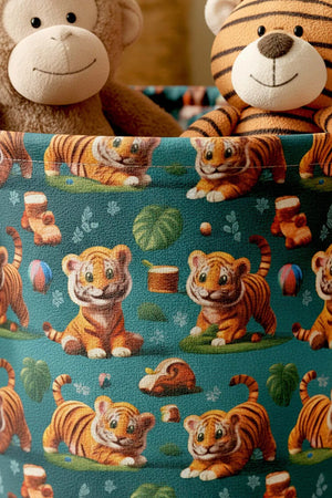 Spielzeug- und Wäschekorb mit Tigermuster