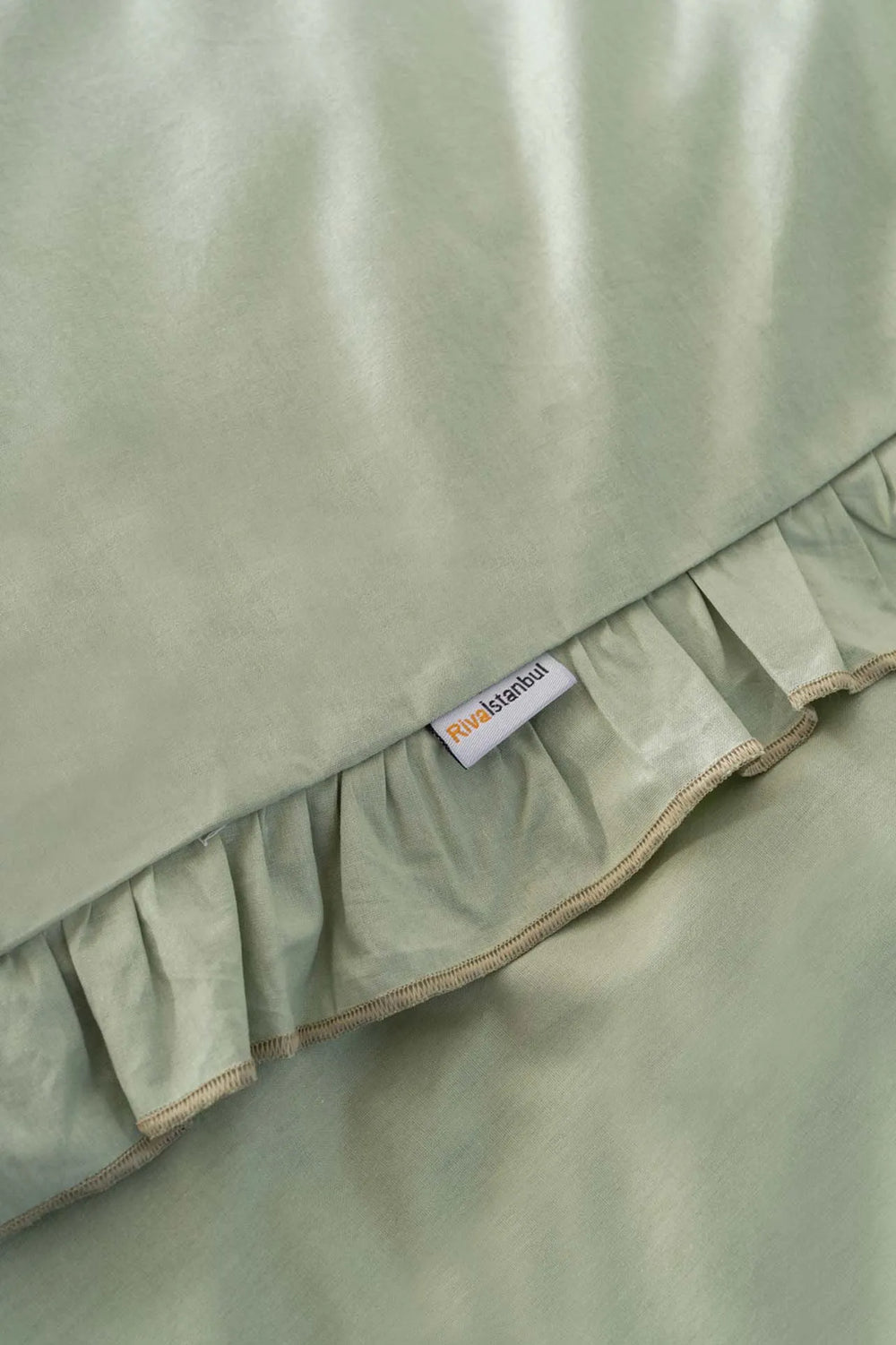 Florita Green Doppelt besticktes Bettwäscheset aus 100 % Baumwolle – 4-teilig