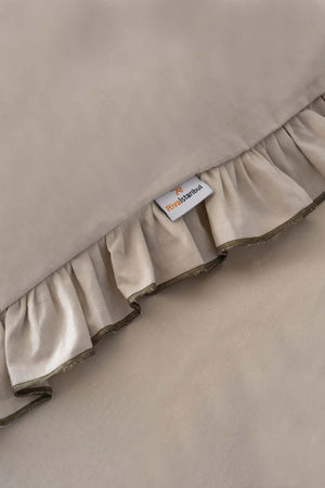 Florita Cappuccino Doppelt besticktes Bettwäscheset aus 100 % Baumwolle – 4-teilig